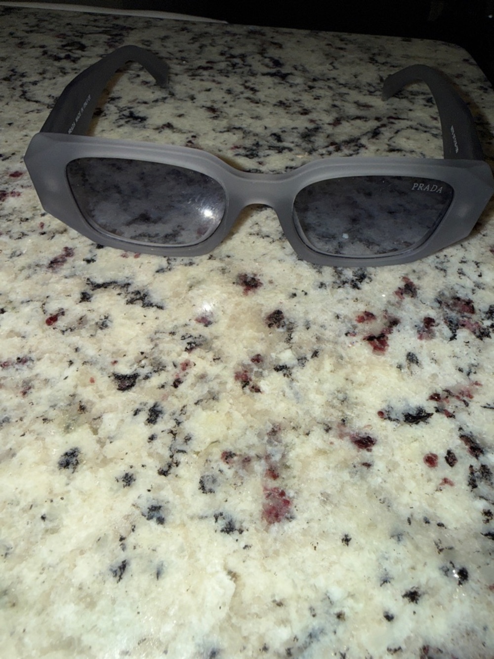 Prada Frosted Gray Sunglasses with Smoke Lenses